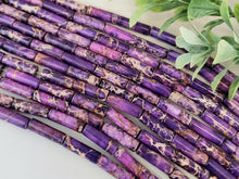 Charger l&#39;image dans la galerie, Purple - Sea Sediment Jasper Cylinder Tubes - 13x4mm - 15.5&quot; Strand
