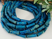 Charger l&#39;image dans la galerie, Apatite Blue - Sea Sediment Jasper Cylinder Tubes - 13x4mm - 15.5&quot; Strand
