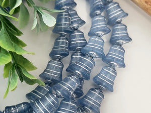 Montana Blue Silver Wash - Czech Bells - 10mm - 6pcs