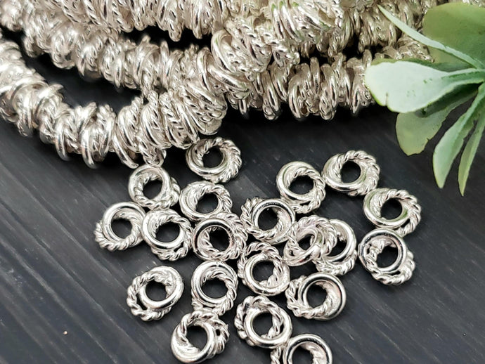 Silver Love Knots Spacers - E-Coated Brass - 6mm- 50pcs