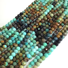 Load image into Gallery viewer, Natural Hubei Turquoise - E-Coated Brass Faceted Gemstone Chain - 3-3.5mm - 12&quot;/1ft
