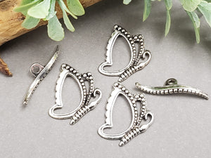 Silver Butterfly Toggle Claps  - 20x15mm - 2sets